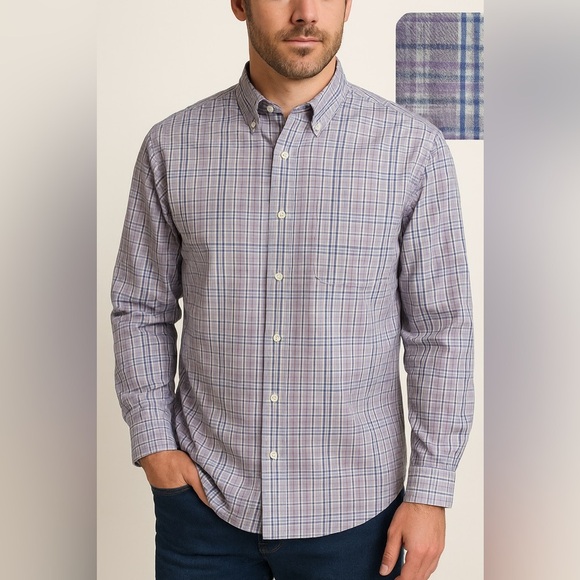 Izod Premium Essential Men’s Button Down Long Sleeve Purple Blue 2XL - Picture 1 of 6